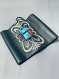Authentic Vintage Native American Navajo Biker Bracelet Ketoh Turquoise Sterling Silver-Nativo Arts