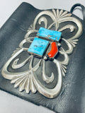 Authentic Vintage Native American Navajo Biker Bracelet Ketoh Turquoise Sterling Silver-Nativo Arts