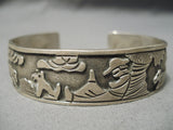 Authentic Vintage Native American Navajo Important Floyd Sterling Silver Bracelet Old-Nativo Arts