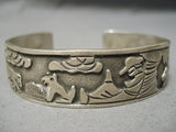 Authentic Vintage Native American Navajo Important Floyd Sterling Silver Bracelet Old-Nativo Arts