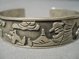 Authentic Vintage Native American Navajo Important Floyd Sterling Silver Bracelet Old-Nativo Arts