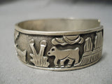 Authentic Vintage Native American Navajo Important Floyd Sterling Silver Bracelet Old-Nativo Arts