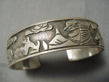 Authentic Vintage Native American Navajo Important Floyd Sterling Silver Bracelet Old-Nativo Arts
