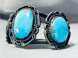 Authentic Vintage Native American Navajo Ocean Blue Turquoise Sterling Silver Bracelet-Nativo Arts