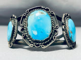 Authentic Vintage Native American Navajo Ocean Blue Turquoise Sterling Silver Bracelet-Nativo Arts