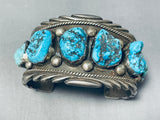 Authentic Vintage Native American Navajo Sleeping Beauty Turquoise Sterling Silver Bracelet-Nativo Arts