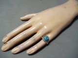 Authentic Vintage Native American Navajo Sleeping Turquoise Sterling Silver Ring Old-Nativo Arts