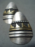 Authentic Vintage Native American Navajo Thomas Singer Sterling Silver Earrings-Nativo Arts