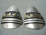 Authentic Vintage Native American Navajo Thomas Singer Sterling Silver Earrings-Nativo Arts
