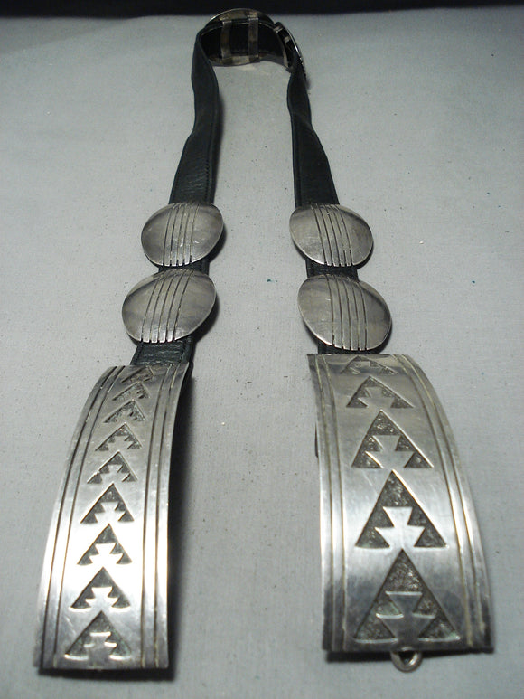 Authentic Vintage Native American Navajo Tommy Jackson 1987 Sterling Silver Concho Belt-Nativo Arts