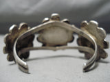 Authentic Vintage Native American Navajo Turquoise Interesting Sterling Silver Bracelet Old-Nativo Arts
