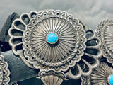 Authentic Vintage Native American Navajo Turquoise Sterling Silver Concho Belt Old-Nativo Arts
