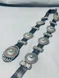 Authentic Vintage Native American Navajo Turquoise Sterling Silver Concho Belt Old-Nativo Arts