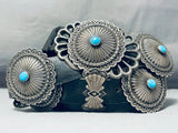 Authentic Vintage Native American Navajo Turquoise Sterling Silver Concho Belt Old-Nativo Arts