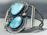 Authentic Vintage Native American Navajo Turquoise Sterling Silver Flower Bracelet-Nativo Arts