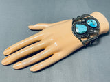 Authentic Vintage Native American Navajo Turquoise Sterling Silver Flower Bracelet-Nativo Arts