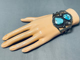Authentic Vintage Native American Navajo Turquoise Sterling Silver Flower Bracelet-Nativo Arts