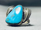 Authentic Vintage Native American Navajo Turquoise Sterling Silver Leaf Ring-Nativo Arts