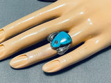 Authentic Vintage Native American Navajo Turquoise Sterling Silver Leaf Ring-Nativo Arts