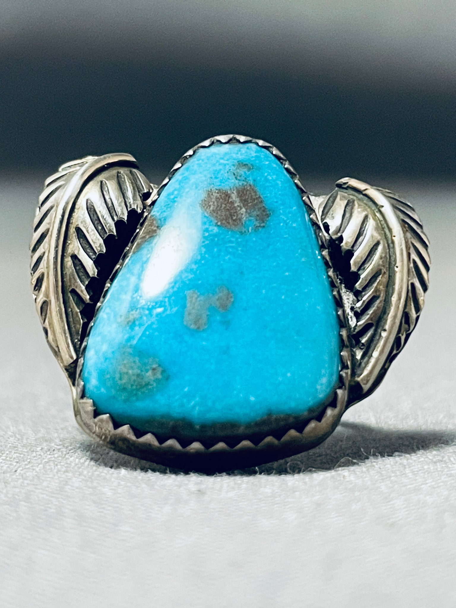 Authentic Vintage Native American Navajo Turquoise Sterling Silver Lea Nativo Arts