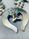 Authentic Vintage Native American Navajo Turquoise Sterling Silver Squash Blossom Necklace-Nativo Arts