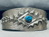 Awesome Technique Native American Navajo Morenci Turquoise Sterling Silver Bracelet Signed-Nativo Arts