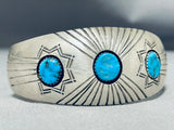 Awesome Vintage Native American Navajo 3 Morenci Turquoise Sterling Silver Bracelet-Nativo Arts