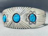 Awesome Vintage Native American Navajo 3 Morenci Turquoise Sterling Silver Bracelet-Nativo Arts