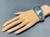 Awesome Vintage Native American Navajo 3 Morenci Turquoise Sterling Silver Bracelet-Nativo Arts