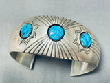 Awesome Vintage Native American Navajo 3 Morenci Turquoise Sterling Silver Bracelet-Nativo Arts