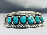Awesome Vintage Native American Navajo 7 Kingman Turquoise Sterling Silver Bracelet-Nativo Arts