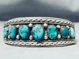 Awesome Vintage Native American Navajo 7 Kingman Turquoise Sterling Silver Bracelet-Nativo Arts