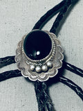 Awesome Vintage Native American Navajo Black Onyx Sterling Silver Bolo-Nativo Arts