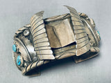 Awesome Vintage Native American Navajo Kingman Royston Turquoise Sterling Silver Watch Bracelet-Nativo Arts