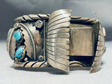 Awesome Vintage Native American Navajo Kingman Royston Turquoise Sterling Silver Watch Bracelet-Nativo Arts