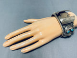 Awesome Vintage Native American Navajo Kingman Royston Turquoise Sterling Silver Watch Bracelet-Nativo Arts