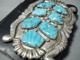 Awesome Vintage Native American Zuni Sleeping Beauty Turquoise Sterling Silver Bowguard-Nativo Arts