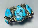 Barbaric Vintage Native American Navajo Morenci Turquoise Sterling Silver Bracelet-Nativo Arts