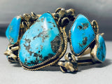 Barbaric Vintage Native American Navajo Morenci Turquoise Sterling Silver Bracelet-Nativo Arts