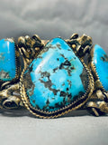 Barbaric Vintage Native American Navajo Morenci Turquoise Sterling Silver Bracelet-Nativo Arts