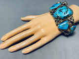 Barbaric Vintage Native American Navajo Morenci Turquoise Sterling Silver Bracelet-Nativo Arts
