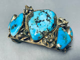 Barbaric Vintage Native American Navajo Morenci Turquoise Sterling Silver Bracelet-Nativo Arts
