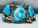 Barbaric Vintage Native American Navajo Morenci Turquoise Sterling Silver Bracelet-Nativo Arts