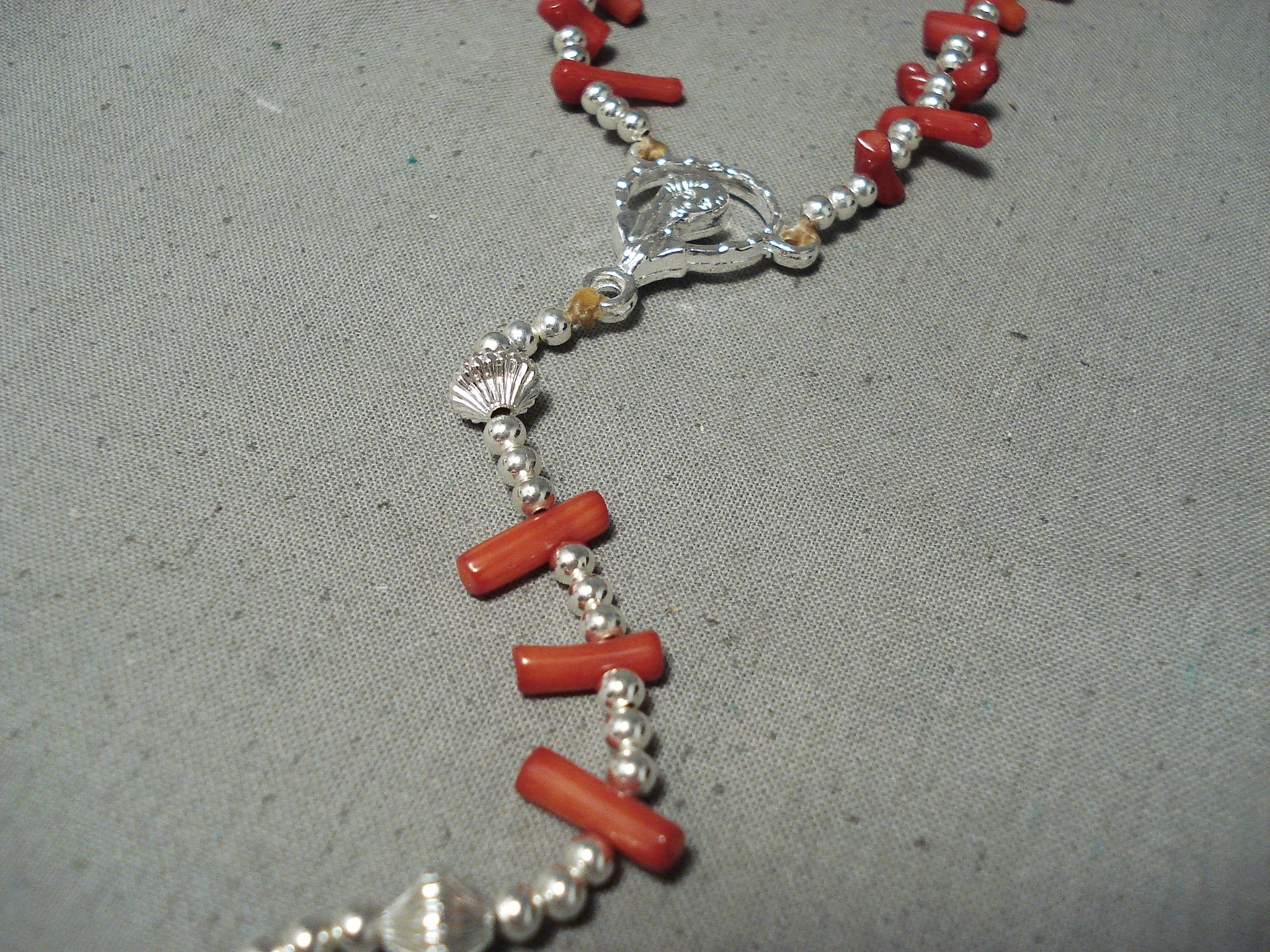 Native American Jewelry Coral Necklace C4563 - Adobe Gallery, Santa Fe