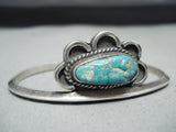 Beautiful Vintage Native American Navajo Blue Gem Turquoise Sterling Silver Bracelet-Nativo Arts