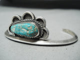 Beautiful Vintage Native American Navajo Blue Gem Turquoise Sterling Silver Bracelet-Nativo Arts