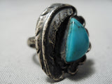 Beautiful Vintage Native American Navajo Blue Turquoise Sterling Silver Ring Old-Nativo Arts