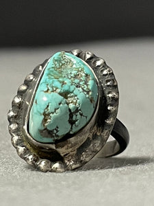 Beautiful Vintage Native American Navajo Green Turquoise Sterling Silver Ring Old-Nativo Arts