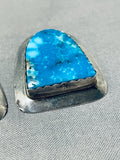 Beautiful Vintage Native American Navajo Kingman Turquoise Sterling Silver Earrings-Nativo Arts