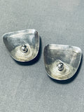 Beautiful Vintage Native American Navajo Kingman Turquoise Sterling Silver Earrings-Nativo Arts